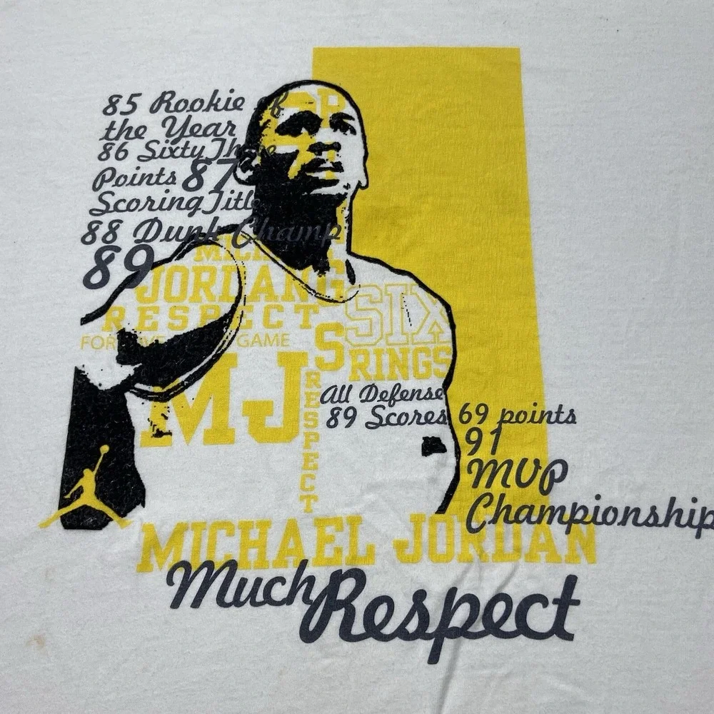 Jordan Michael Jordan Much Respect TShirt 3XL Mens White Graphic Wildfire Back‎